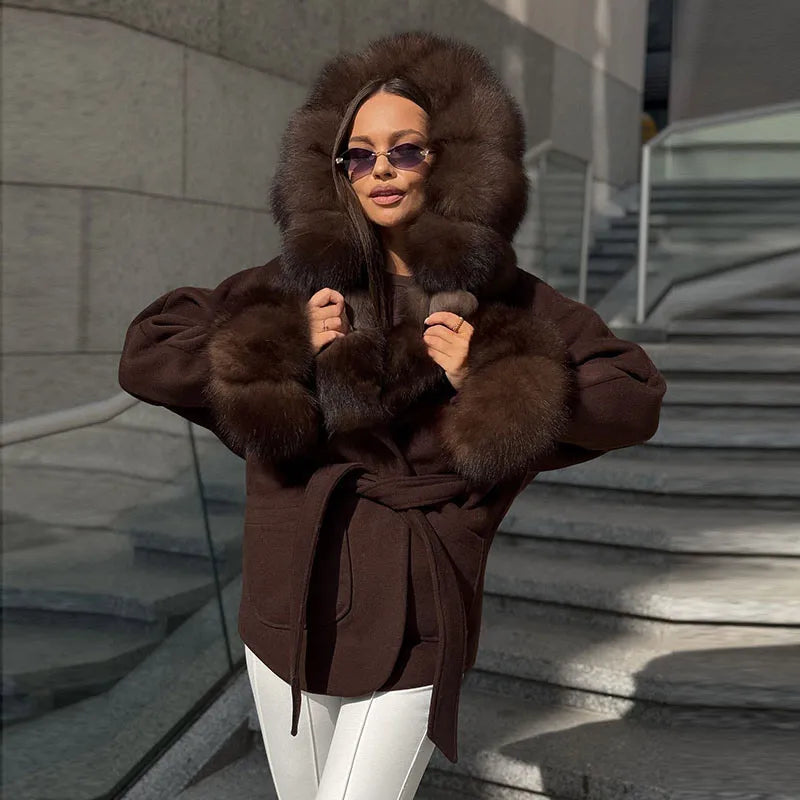 Noëlle Belted Faux Fur coat
