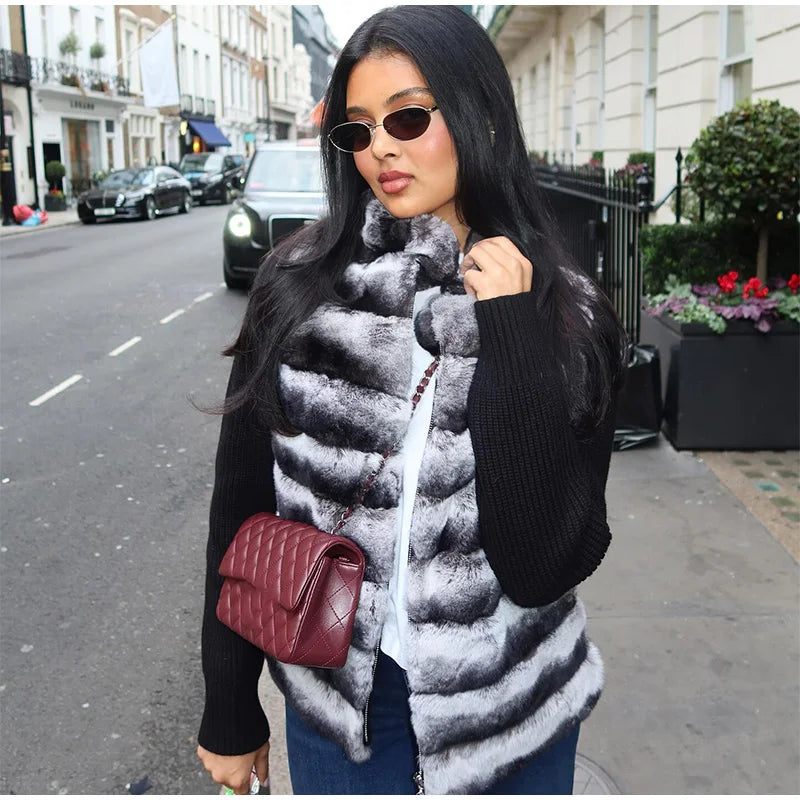 Faux Fur Coat knitted sleeves