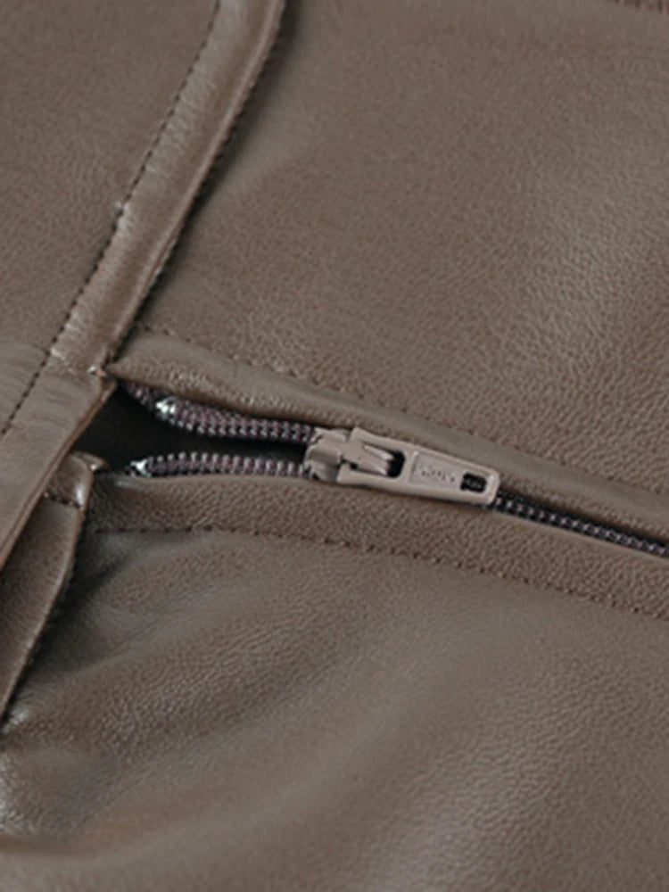 Leren midirok – Hoog getailleerd – herfst/winter 2025