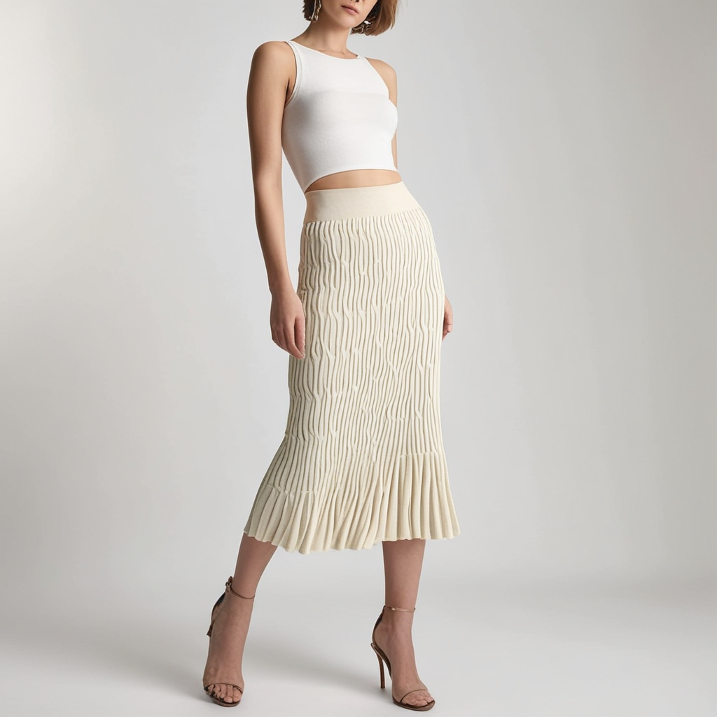 Gebreide rechte rok – elegant patroon - Winter 2025