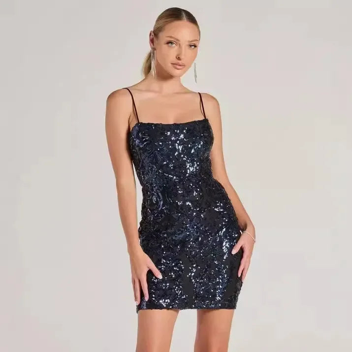 Isabella Sparkling Chiffon Mini Dress