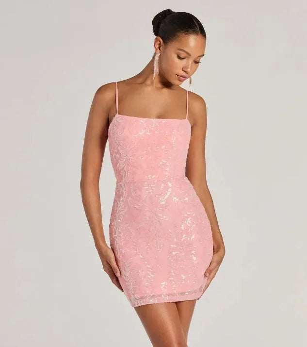 Isabella Sparkling Chiffon Mini Dress