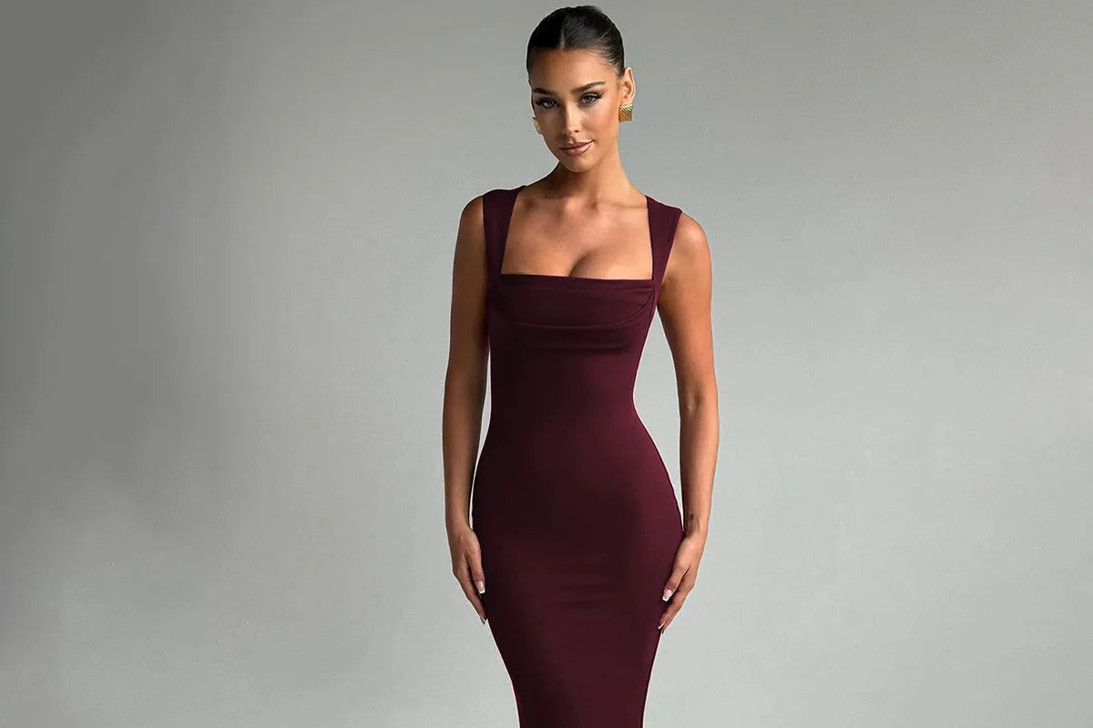Square Neck Sleeveless Bodycon Dress
