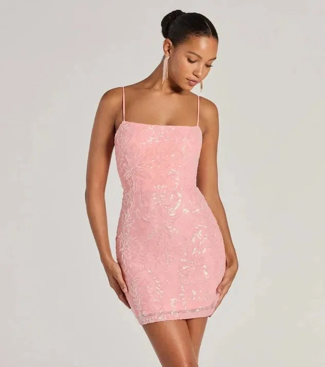 Isabella Sparkling Chiffon Mini Dress