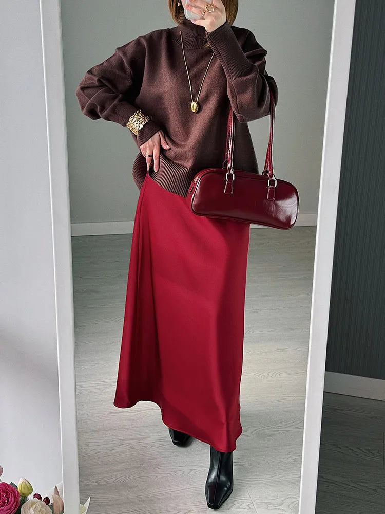 Lange satijnen maxi-rok – Herfst/Winter