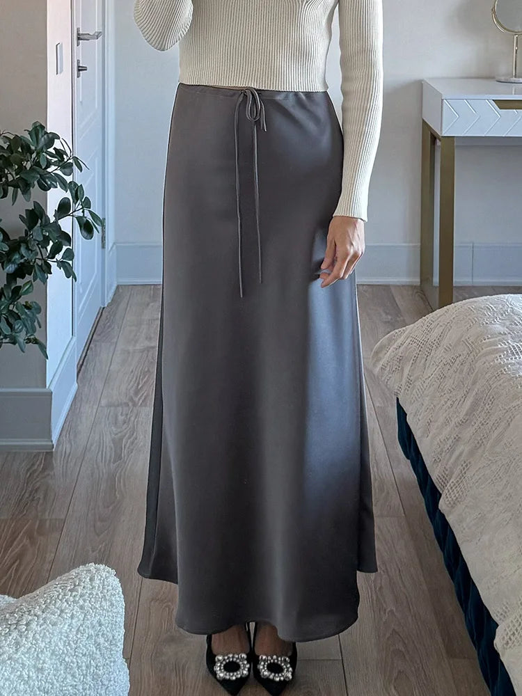 Lange satijnen maxi-rok – Herfst/Winter