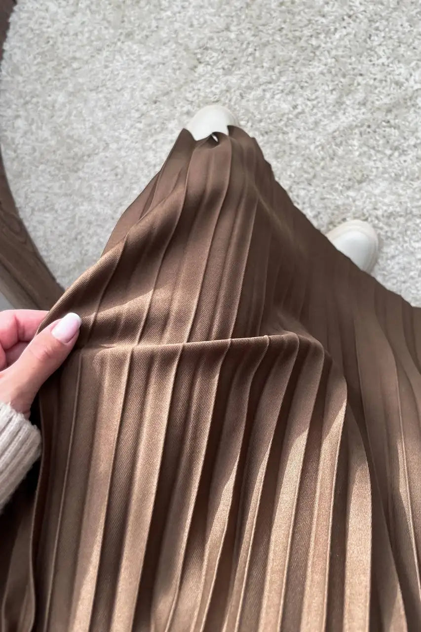 Geplooide A-lijn midirok – Herfst