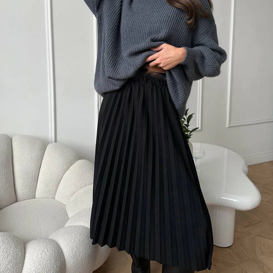 Geplooide A-lijn midirok – Herfst