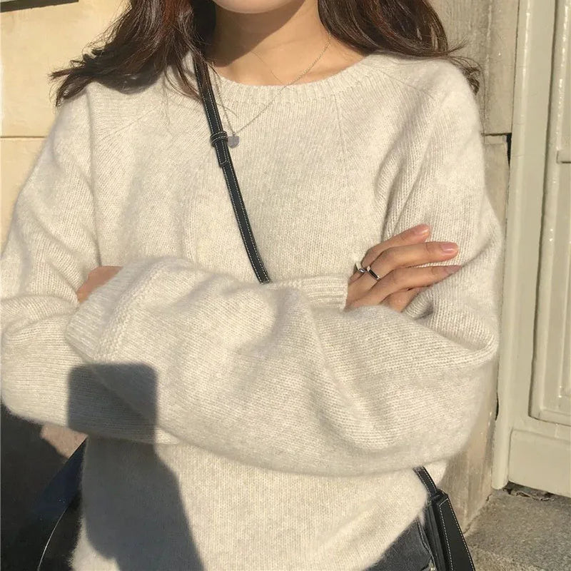 Kasjmier trui met losse fit – O-hals – Herfst/Winter